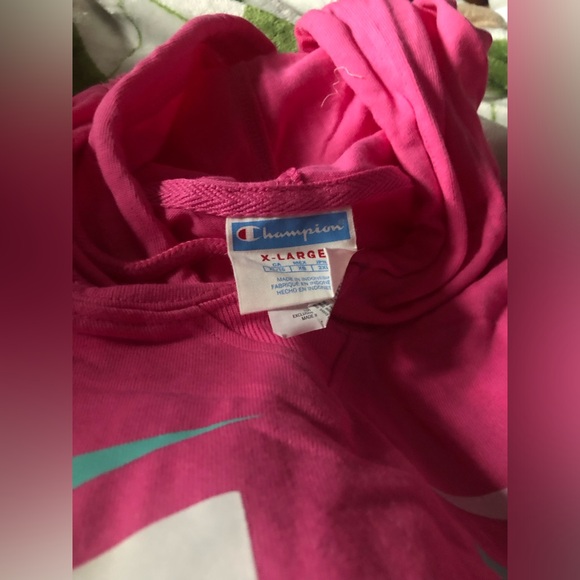 🆕 Champion Oversized Crop logo Hoodie hot pink size XL - Picture 6 of 14
